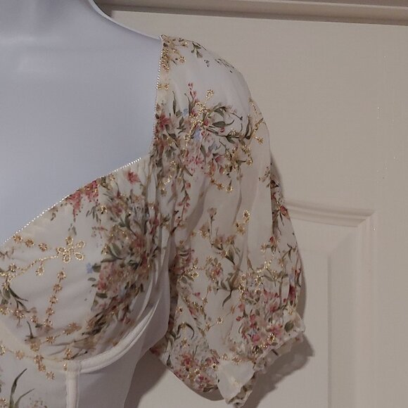 Womens Baby Doll Milkmaid Metallic Eyelet Dainty Y2k  Forest Core Corset Top - Picture 7 of 9